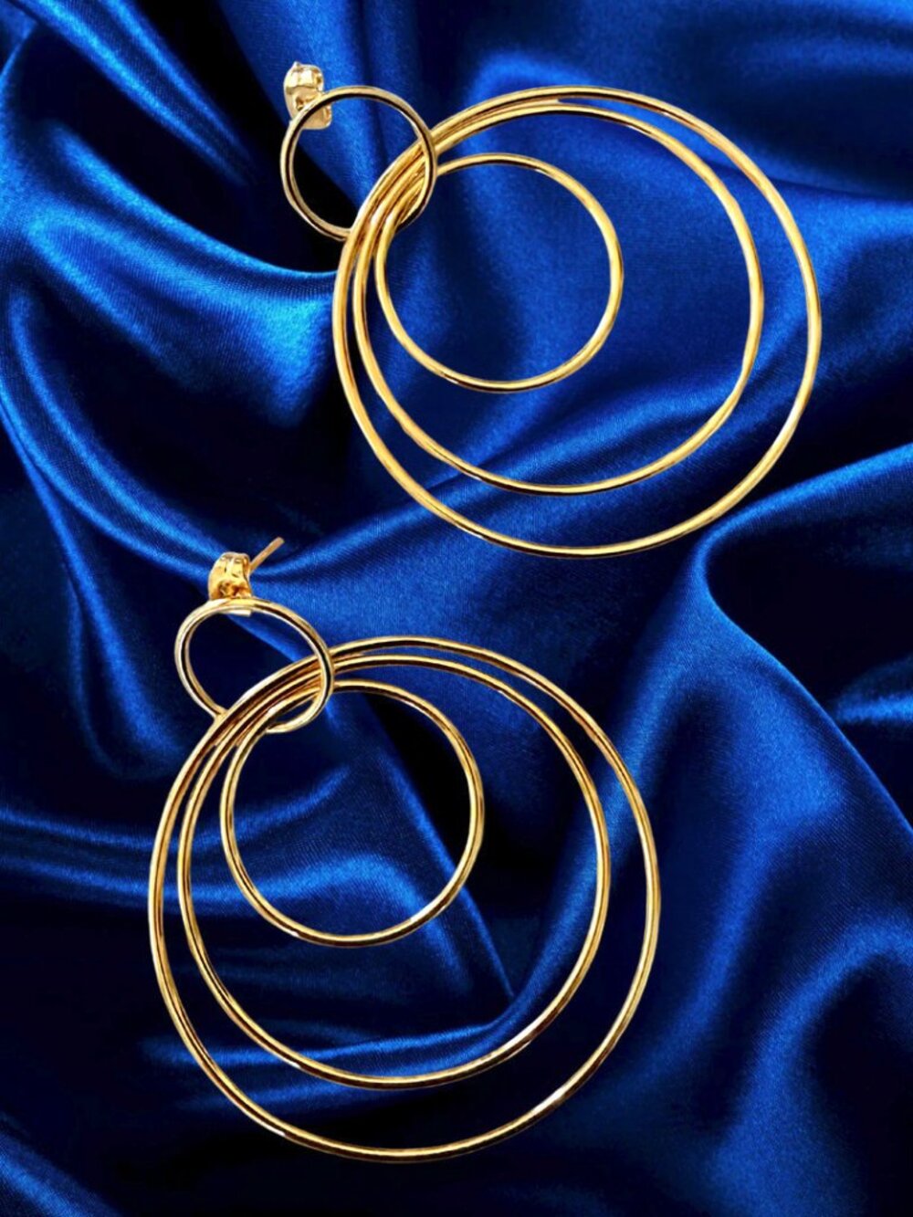 Gorjana Gold Triple Hoop Statement Earrings NWT - 3 Layer Concentric Circles